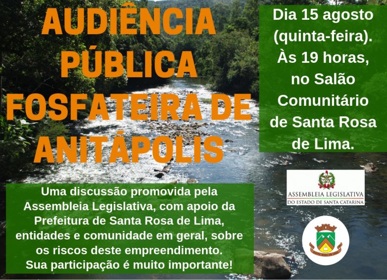 You are currently viewing Alesc promove audiência pública em Santa Rosa de Lima para debater intenção de implantação de fosfateira