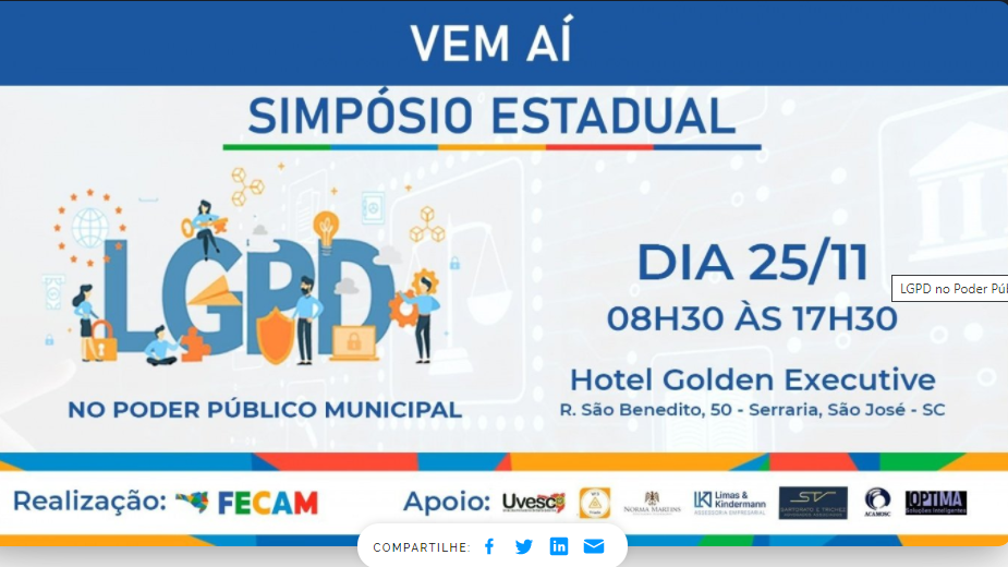 You are currently viewing Simpósio estadual tratará sobre proteção de dados no poder público municipal