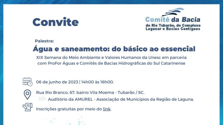 Read more about the article AMUREL sediará palestra sobre água e saneamento na XIX Semana do Meio Ambiente e Valores Humanos