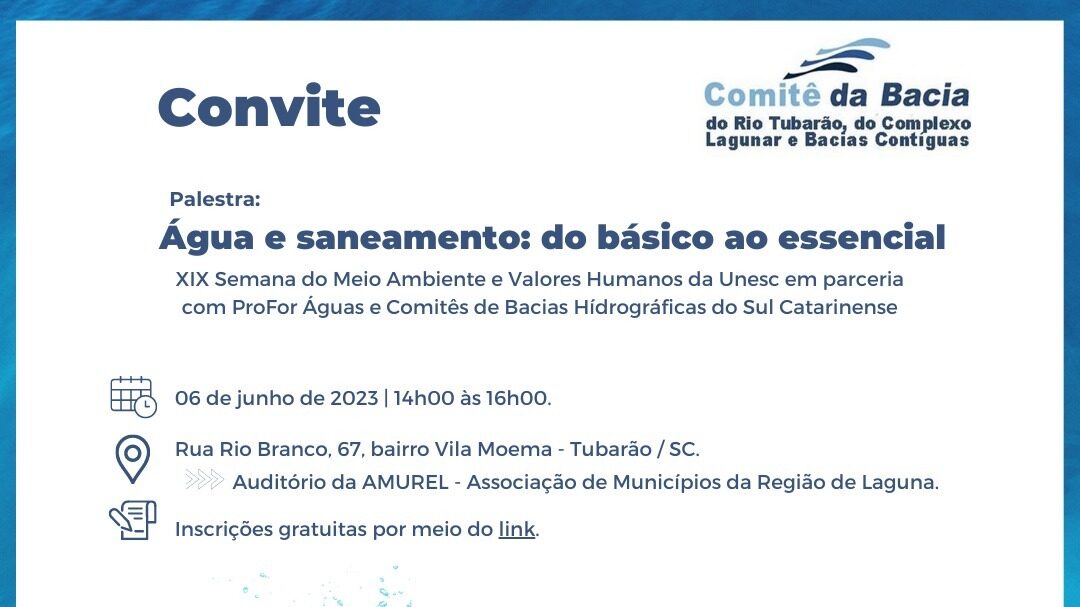 You are currently viewing AMUREL sediará palestra sobre água e saneamento na XIX Semana do Meio Ambiente e Valores Humanos